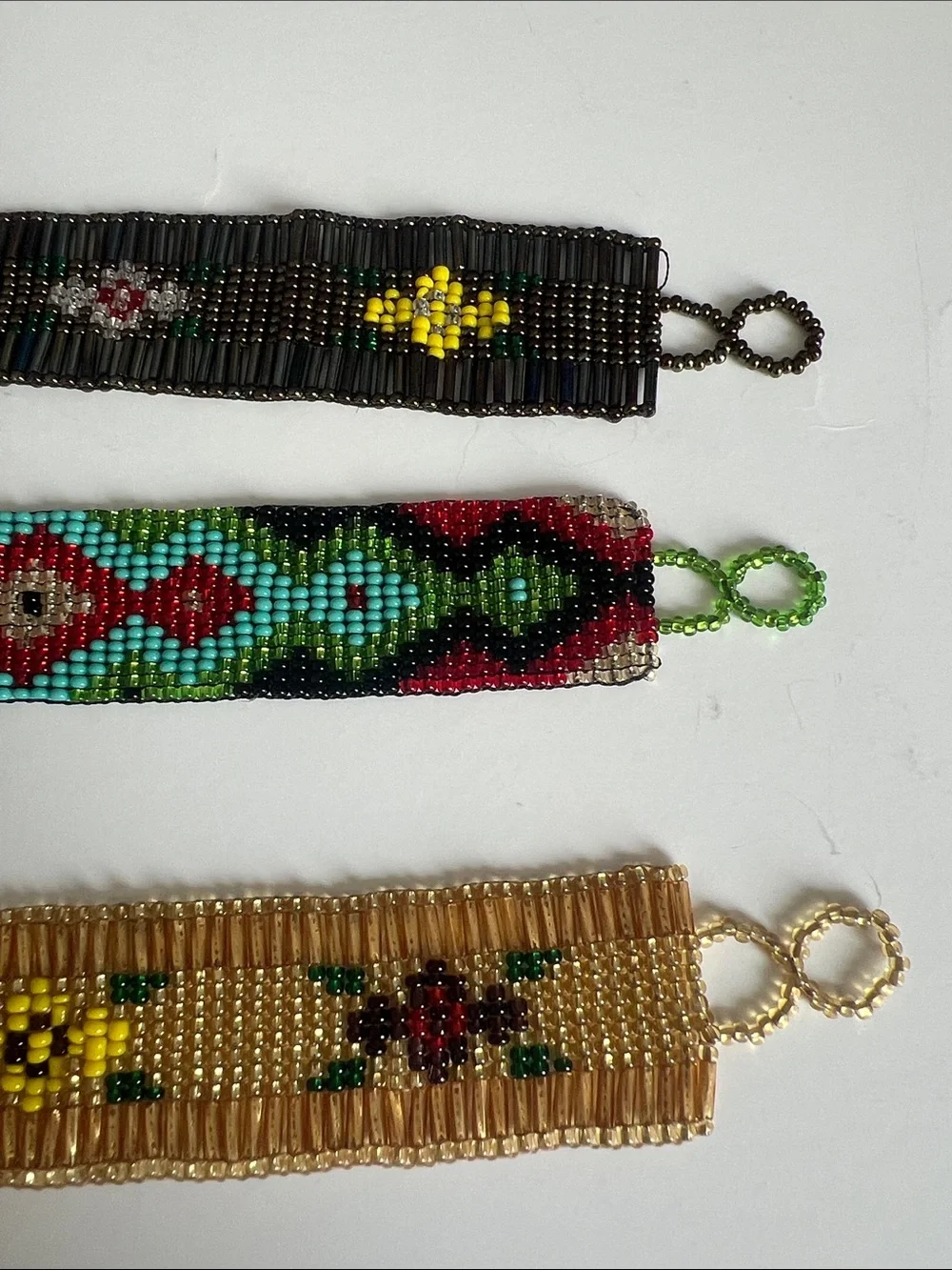 Handmade Beaded Bracelet Set – Black, Gold & Multicolor